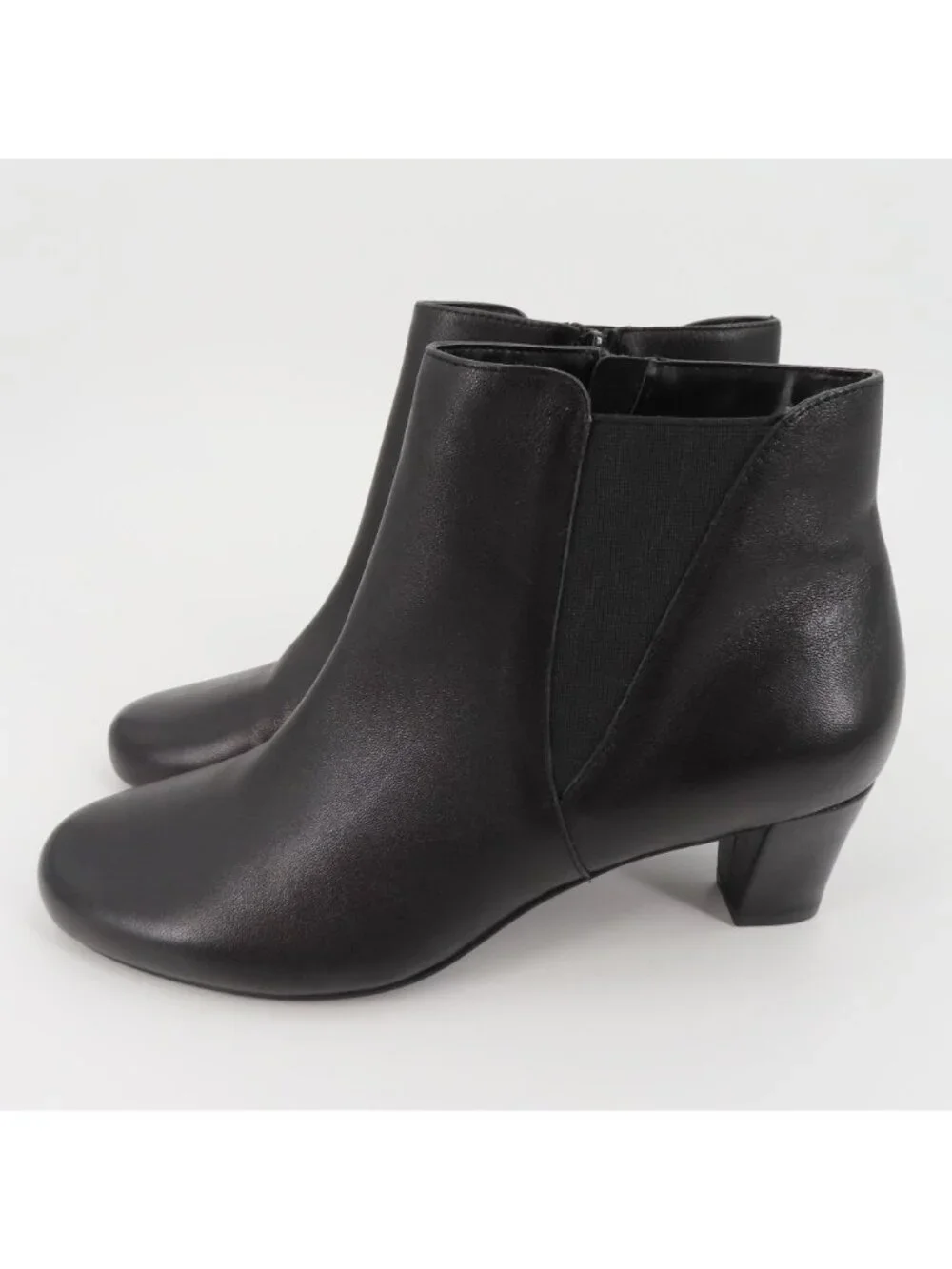David Tate Womens 11 M Solid Black Leather Upper Ankle Boots Booties Zippered